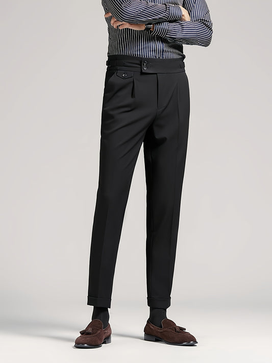 Men's Solid Cropped Business Slacks