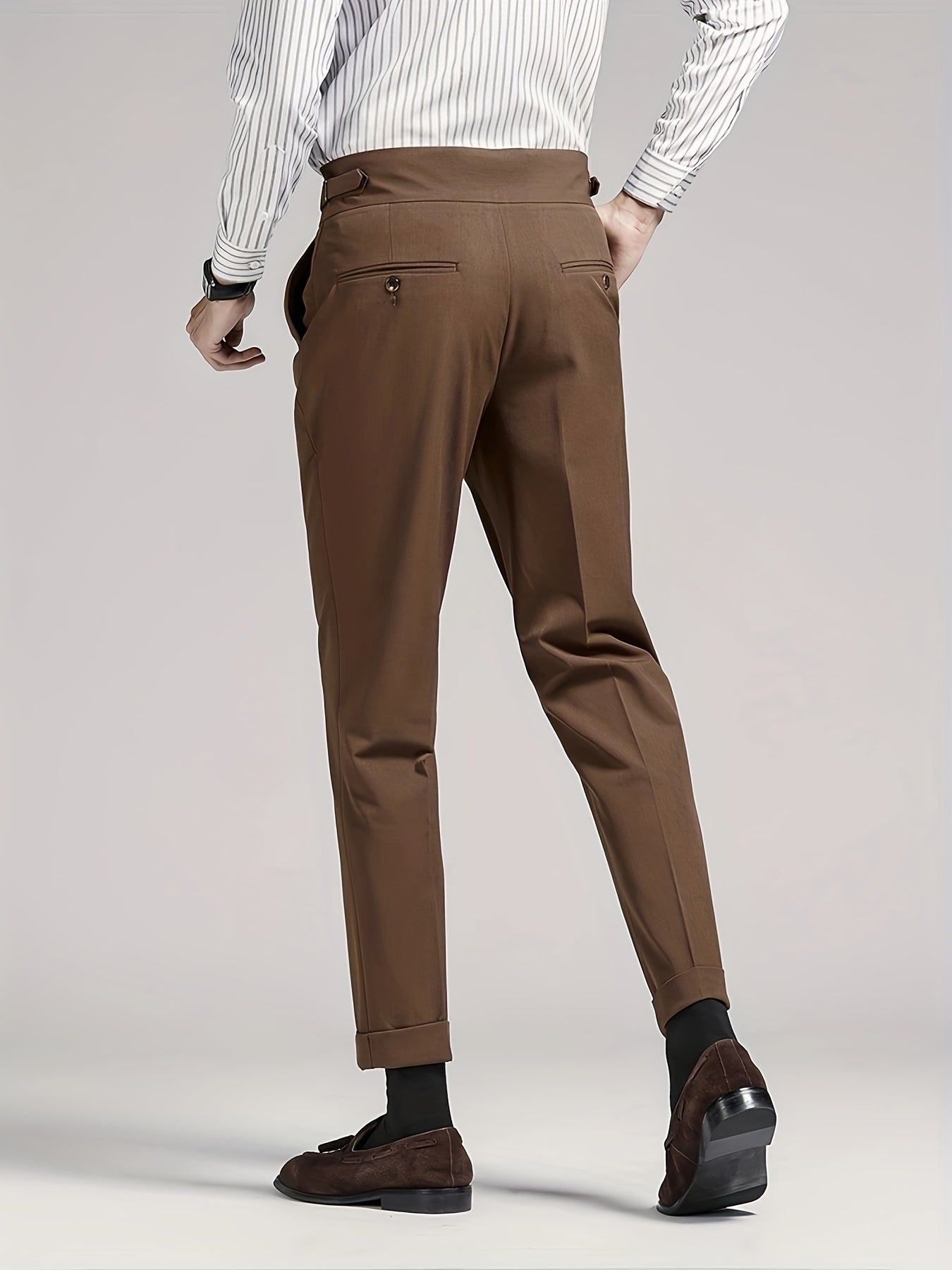 Men's Solid Cropped Business Slacks