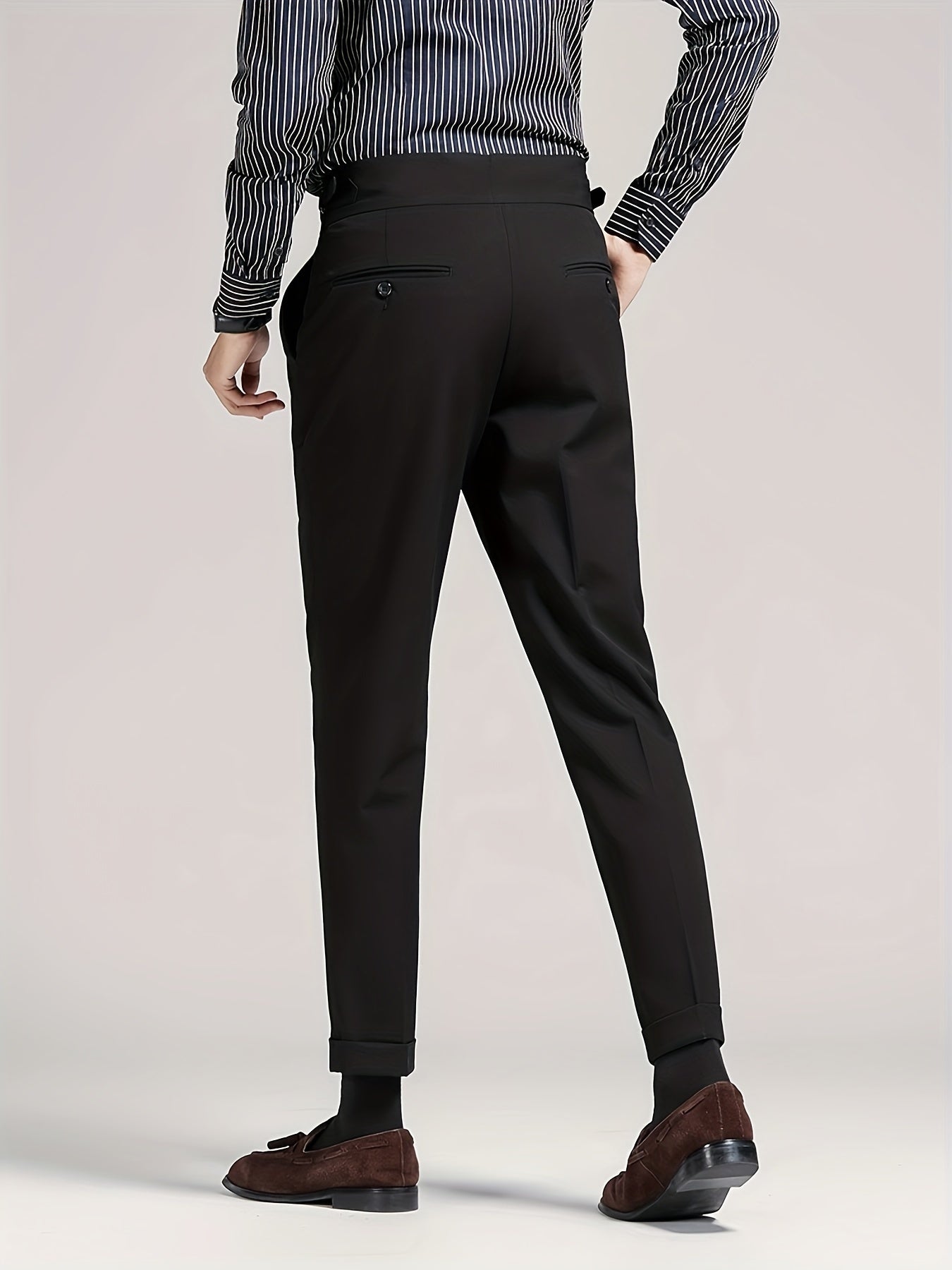 Men's Solid Cropped Business Slacks